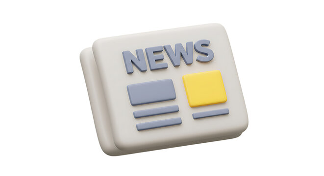 3d illustration of a newspaper with the word news on it, isolated on transparent background