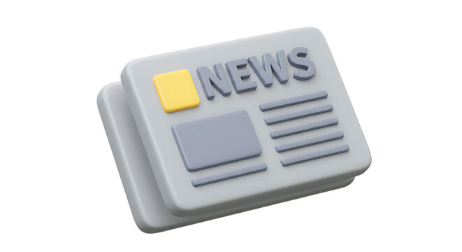 3d illustration of a newspaper with the word news on it, isolated on transparent background