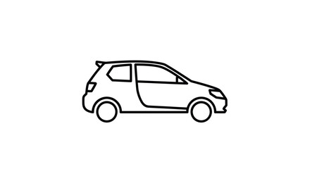 Obraz premium Minimalist outline drawing of a compact car, simple line art vehicle icon