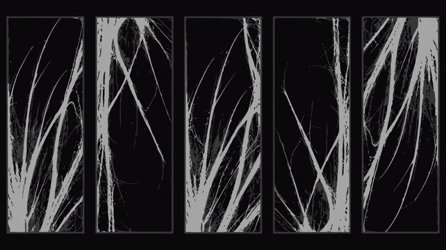 Abstract linear patterns on black background a series of five rectangular panels pattern lines geometric panel dark contrast graphic design texture