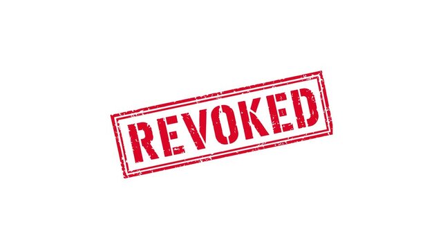 Revoked stamp appearing animation on white background