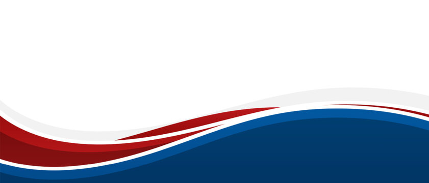Modern red and blue wave design on white backdrop. Abstract corporate fluid curve banner. Elegant color wave layout for business, presentation, template, header.