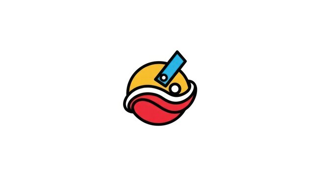 Abstract colorful sphere icon with blue tab