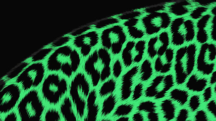 Green leopard print pattern with irregular spots on a black background animal skin wildlife texture reptile jaguar cheetah feline color abstract © Iconhub