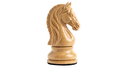 Wooden chess knight figure detailed carving on transparent background © ATIQULISLAM