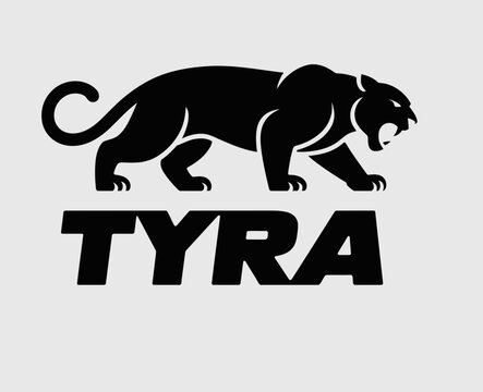 Tyra Black Panther Mascot Logo: Fierce Wild Cat Identity Wordmark