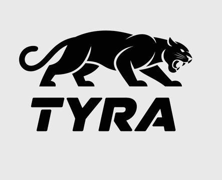 Tyra Black Panther Mascot Logo: Fierce Wild Cat Identity Wordmark