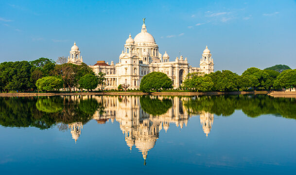 Beautiful  Victoria Memorial with water reflection, Kolkata , West Bengal, India,