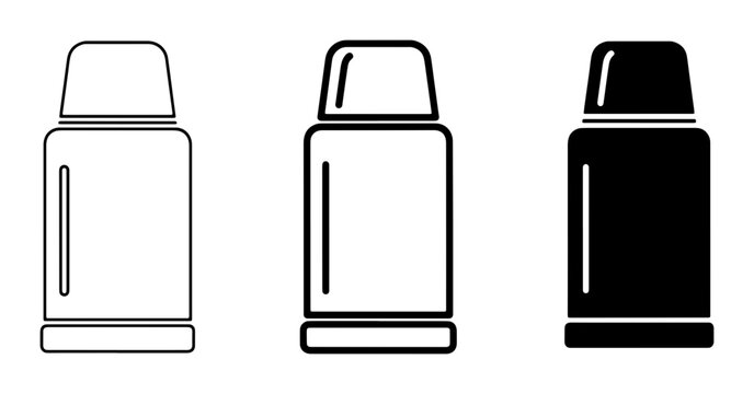 Thermos Flask Icons, Vacuum Insulated Bottle Vector Graphics, Portable Drink Container Set, Cold Hot Beverage Storage