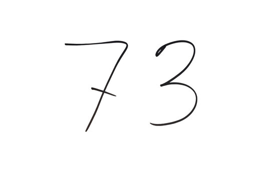 Handwritten number seventy three on paper