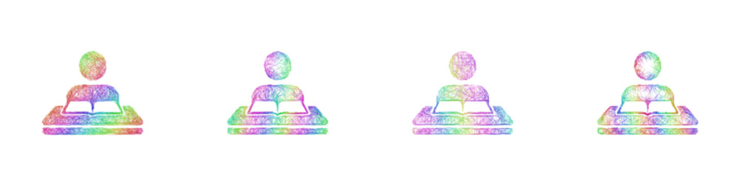 Rainbow color sketch student icon design set