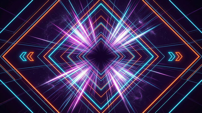 Sharp hyperdrive time warp background with fast cosmic light travel streaks, futuristic 3D digital artwork of deep space starship propulsion tunnel on black