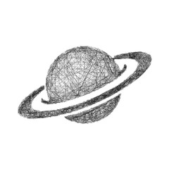 Sketch black and white saturn icon design © David Zydd