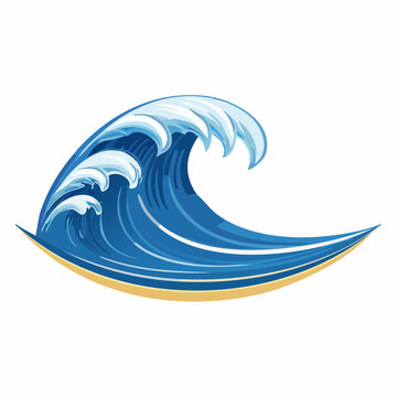 Stylized Blue Ocean Wave with White Foam