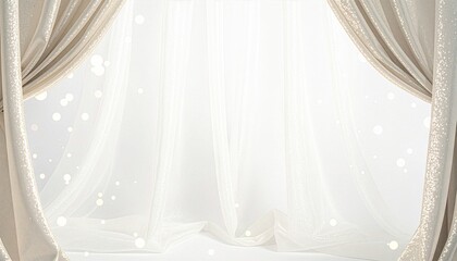 特別な日の祝福ムードや純粋な美しさを演出。中央の広い領域に明るいコピースペースを確保した、ホワイトとシャンパンゴールドのバックグラウンド