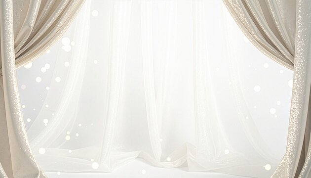 特別な日の祝福ムードや純粋な美しさを演出。中央の広い領域に明るいコピースペースを確保した、ホワイトとシャンパンゴールドのバックグラウンド