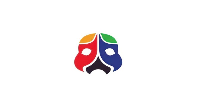 Abstract multi-colored face mask graphic on white