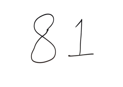 Number eighty one fraction with handwritten style