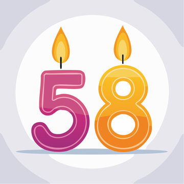 Number 58 Birthday Candles