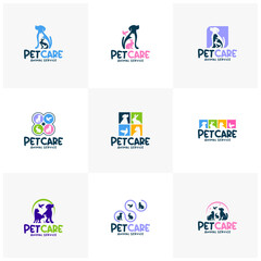 Fototapeta premium Set of Pet care logo design concept. Pet service logo vector template. Icon Symbol