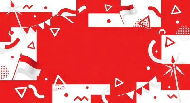 Indonesian independence day background with indonesian flag on red and white frame.