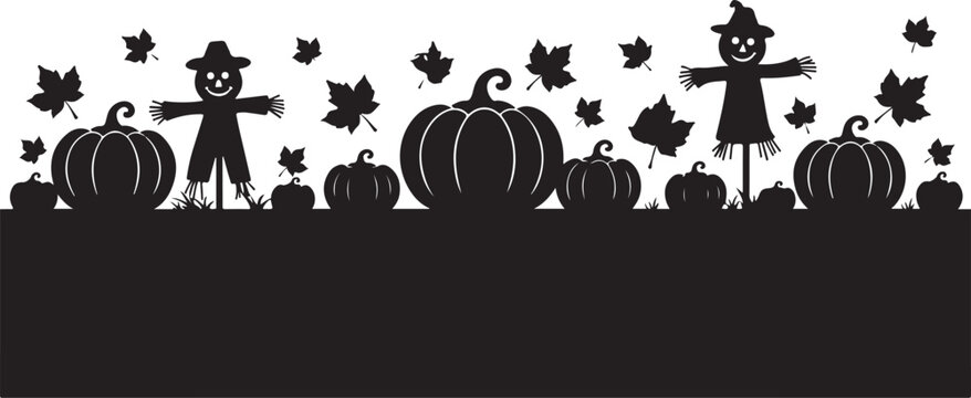 Black, Scarecrow, Pumpkin, Leaves, Halloween