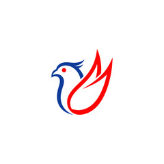 Fototapeta premium Minimalist blue and red bird line art logo icon