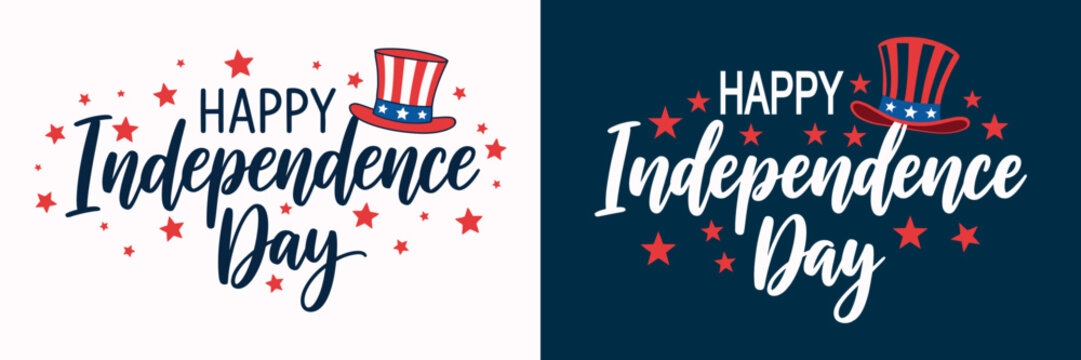 Patriotic independence day greeting with uncle sam hat