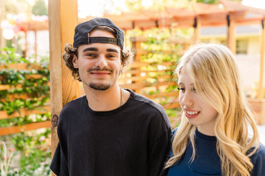 Happy young friends outdoors together