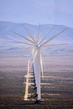 Aligned wind turbines create a starburst effect