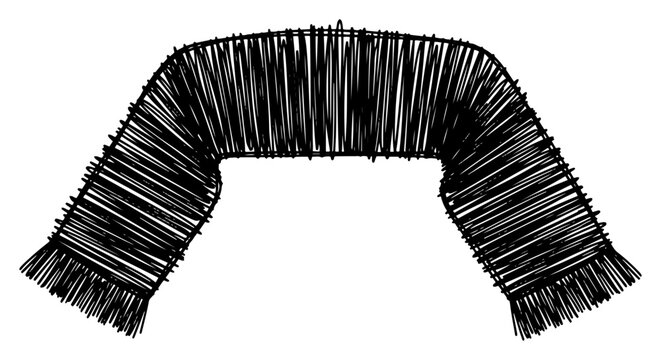 Soccer fan scarf in hand drawn scribble line art style