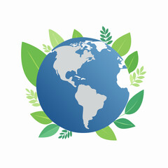 Fototapeta premium Earth surrounded by green leaves, symbolizing environmental protection
