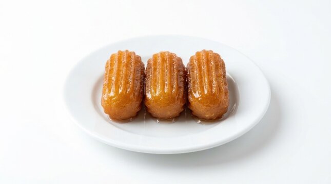 Delicious madeleines on a white plate.