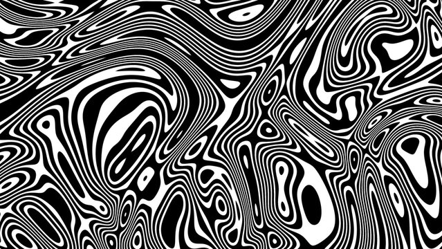 Abstract Black and White Liquid Marble Wavy Pattern Background