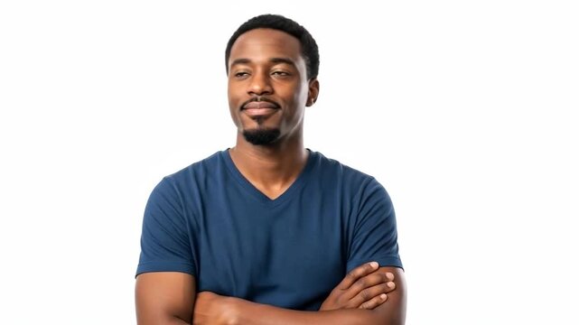 Thoughtful man with arms crossed in deep contemplation
