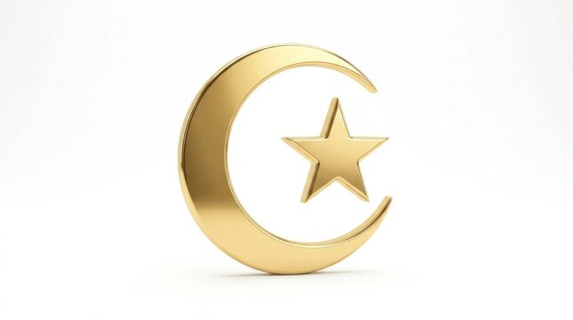 Golden crescent moon and star symbol.