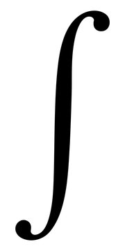 Minimalist black integral sign centered on a clean white background. Simple mathematical vector symbol suitable for education, calculus, science, academic design, and technical graphics.
