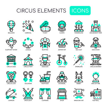 Circus Elements , Thin Line and Pixel Perfect Icons