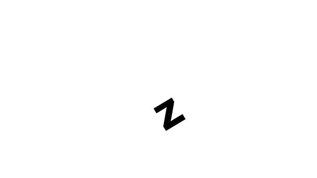 Sleeping zzz on a black screen. Sleep concept. 4K animation. Moving z letters animated user interface element on white background.