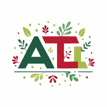 ATL Letters with Floral and Leafy Decorations