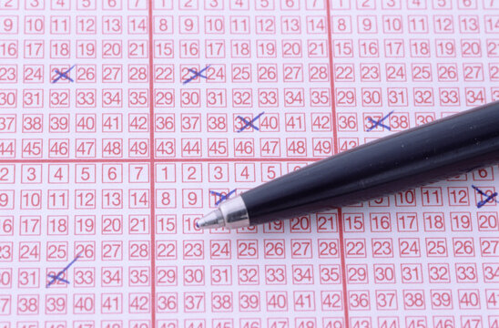 Markings on lottery ticket, close-up