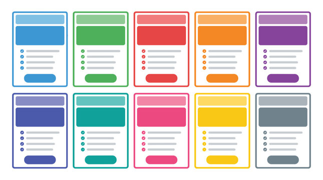 Collection of colorful checklist templates for planning and organization