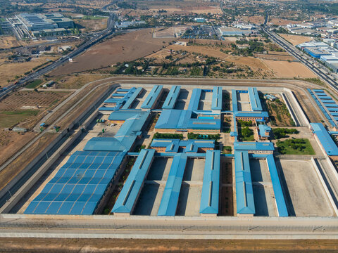 Spain, Mallorca, Palma de Mallorca, Aerial view of prison