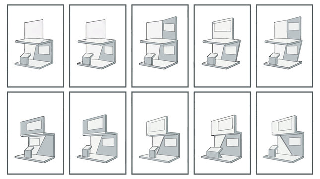 Set of vintage computer monitors and keyboards from the 1990s