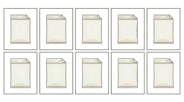 Collection of blank paper sheets arranged in a grid pattern