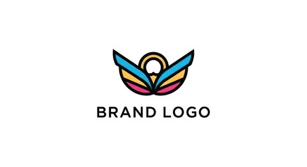 Obraz premium Stylized winged icon with halo and pink accents