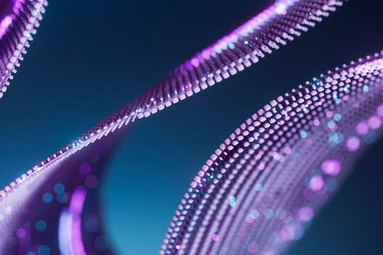 Abstract 3d neon optical fiber stream representing data flow