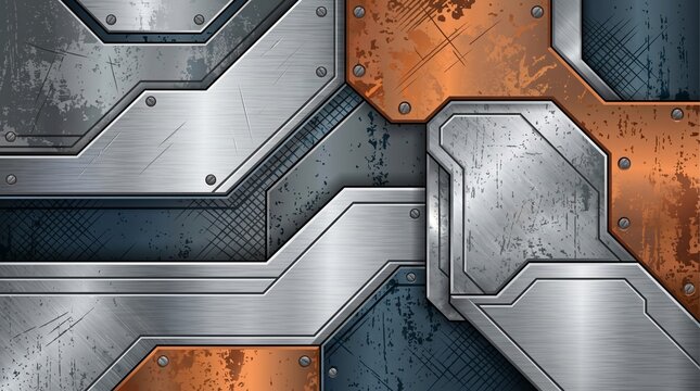 Industrial Metal Texture Background with Futuristic Steel Panels Design