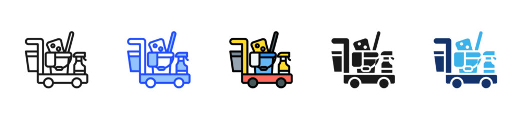 Fototapeta premium Cleaning Cart Icon Collection With Multiple Styles