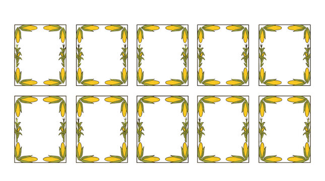 Collection of vintage ornate gold picture frames arranged in grid